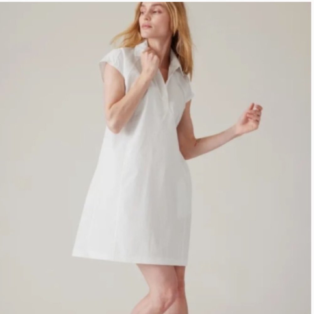 ATHLETA Performance Poplin White Dress NWOT